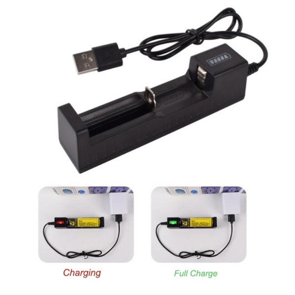 Universal 1 Slot Batteri USB lader Adapter LED Smart Lading for Oppladbare Batterier Li-ion 18650 26650 14500 lader