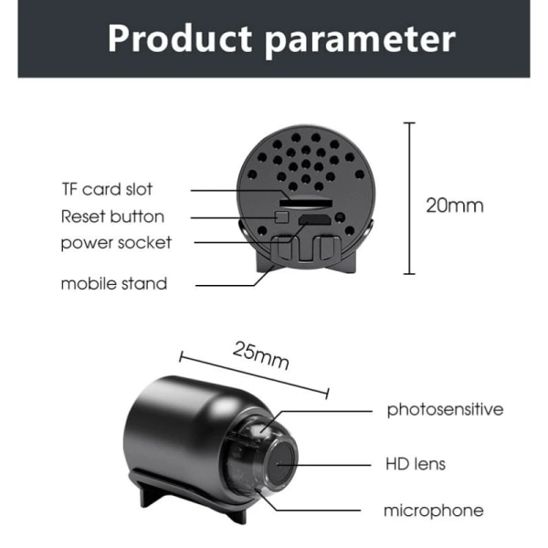 Mini kamera HD1080P kompakti langaton WIFI kamera syklisellä tallennus toiminnolla