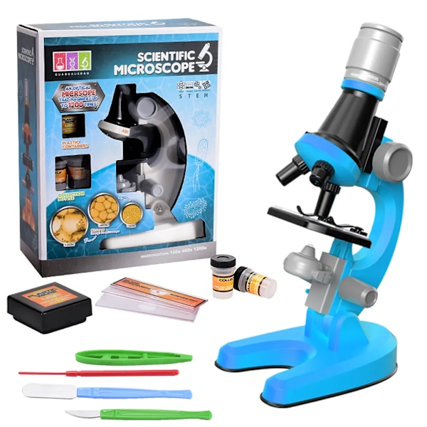 Barn mikroskop biologi labb LED 1200x skola vetenskap experiment kit utbildning vetenskapliga leksaker