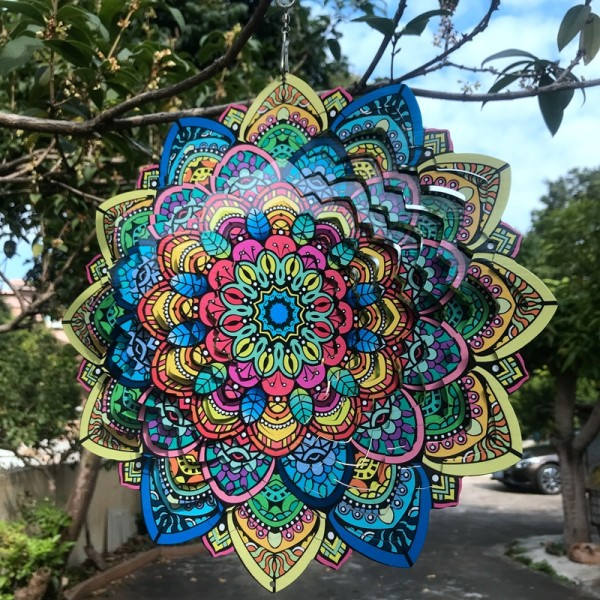 3D Mandala riippuva tuulikello koti sisustus ruostumaton teräs parveke puutarha sisustus ulkona riipus tuuli spinneri