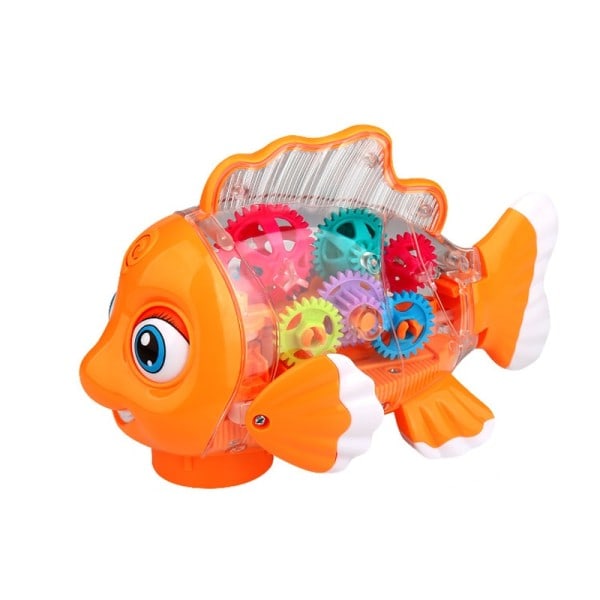 Tecknad Elektrisk Transparent Utrustning Clownfisk Robot LED Musik Promenad Pedagogisk Rolig Interaktiv Leksak