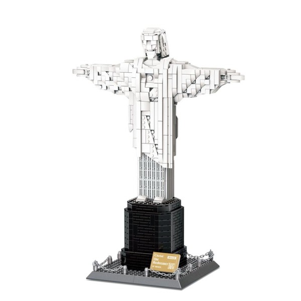 Kuuluisa arkkitehtuuri Brasilia Christ the Redeemer veistos malli rakennus korttelin katunäkymä tiilet tee-se-itse lelut