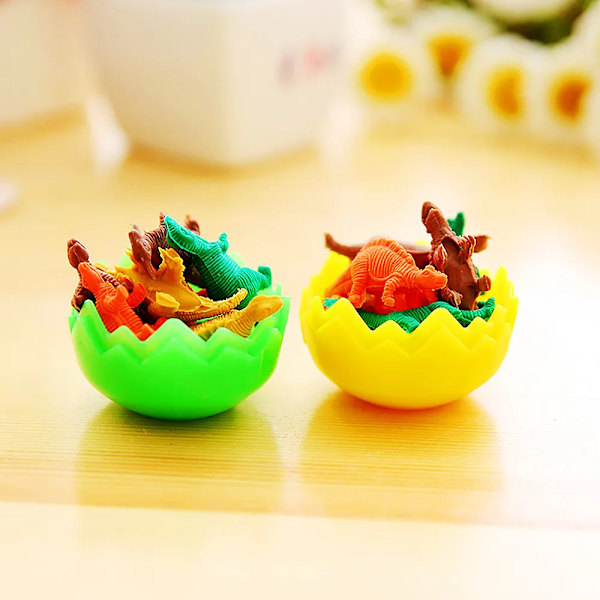24 Pack Tegneserie Mini Dinosaur Egg Viskelær Barn Student Skrivevarer Premier Bursdag Fest Favør vesker