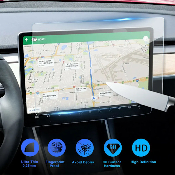 15 tommer senter kontroll skjerm glass film herdet glass navigasjon beskyttelse