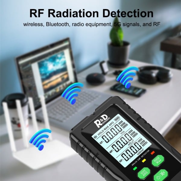 Elektromagnetisk felt strålingsdetektor tester EMF meter multifunktionel håndholdt bærbar radio frekvens advarsel måler