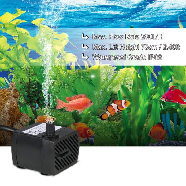 Ultra-støjsvag nedsænkelig vand fontæne pumpe filter fisk dam akvarie vand pumpe tank