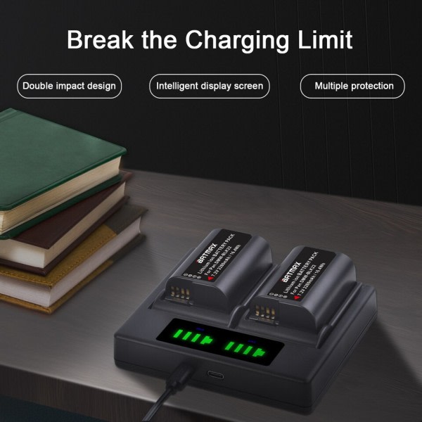 Batteri LED Dobbel lader for Panasonic kameraer