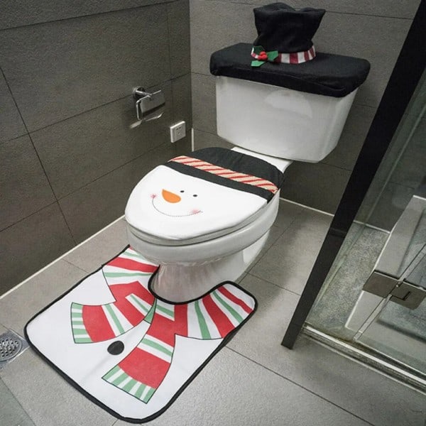 Jul Toalett Sete trekk Creative Julenissen Bad Matte Jul rekvisita