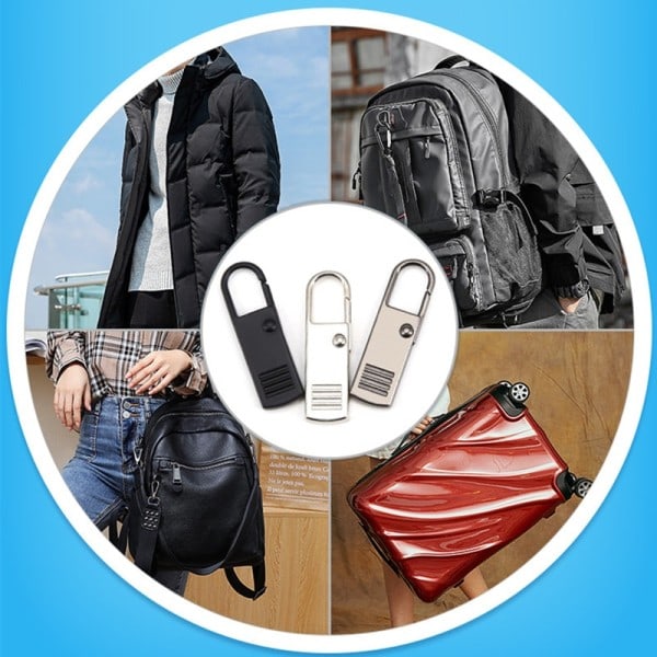 Dragkedja Slider Puller Omedelbar Zipper Reparation Kit Replacement För Trasigt Spänne Rese väska Resväska Zipper Huvud