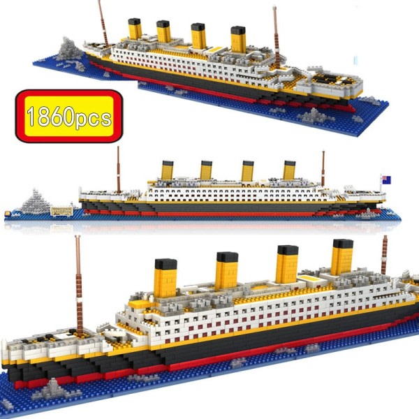 Mini Klosser Modell Titanic Cruise Skip Modell Båt Gjør det selv Diamant Bygge Klosser Klosser Kit Barn Barn Leker