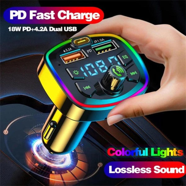 Bluetooth Bil Laddare Bil FM Sändare Bluetooth Hands-Free Mp3 True 3.1A Dual USB Port