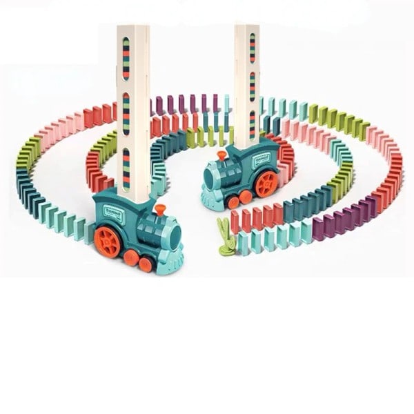 Børn El Domino Tog Bil Sæt Med Lyd  Lys Automatisk Lægge Dominoer Blokker Spil