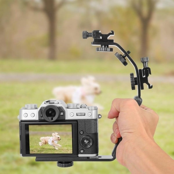 Kamera L Kiinnike Kiinnike Video Grip L-Kiinnike Kaksois Flash Kylmä Kenkä Kiinnike 1/4 tuumainen jalusta ruuvi