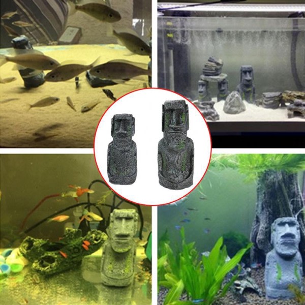 Påske øy stein statue harpiks pynt fisk tank akvarium dekorasjon gnom terrarium krypdyr tank kunstig stein