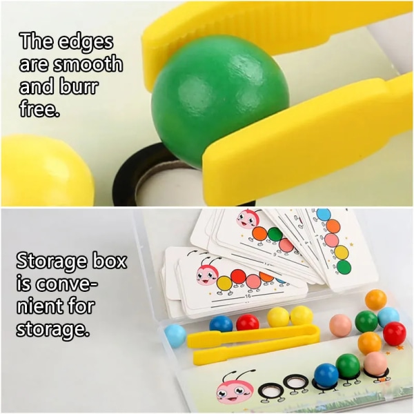 Tre klips perler spill montessori leker farge matchende læring sett fin motorisk bevegelse trening pedagogisk leker