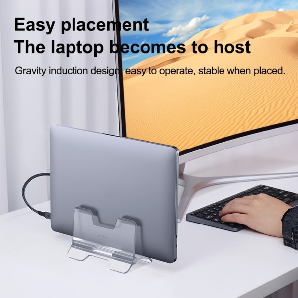 Vertikal Bærbar PC Stativ Transparent Skrivebord Gravity Holder Notebook Støtte