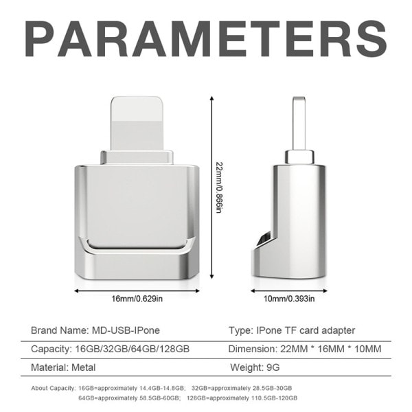 Mini Micro SD TF Card Reader Adapter for iOS 12 Above System External OTG Memory Card Reader