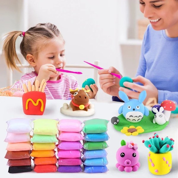 36 farver Polymer Lys Ler Børn Fluffy Blød Plasticine Legetøj Modellering Ler Legedej