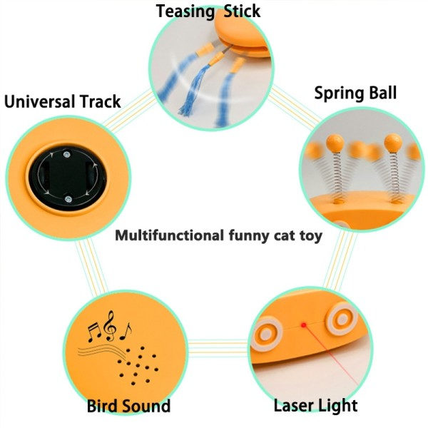 5i1 Katt Interaktiva Leksaker Roliga Husdjur Katt Teasing Robot Laser Leksaker Automatisk Styrning Gående Katt pinnar Vår Ball Fågelljud