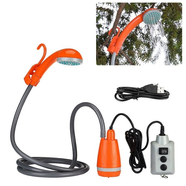 Utomhus camping dusch pump huvud portabel uppladdningsbar dusch utrustning