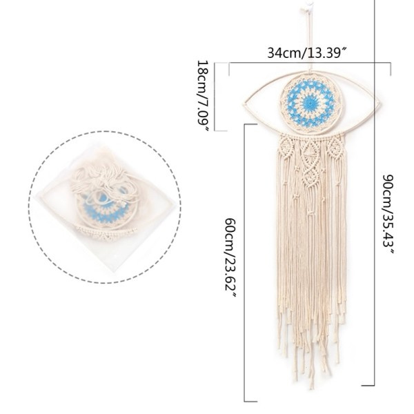 Turkiska Blå Ögon Bohemian Macrame Vägg Hängande Tapestry Handvävd