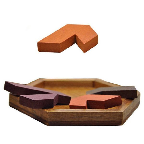 Hexagonal Trä Geometrisk Form Pulssåg Pussel Schack Spelbräda Montessori Leksaker Utbildningsunderrättelsetjänster leksaker