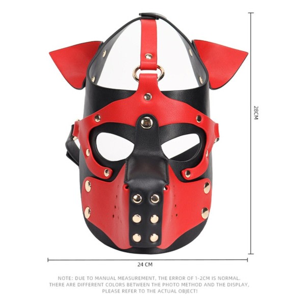 Vuxna PU läder valp huva mask nyhet hund hel ansikte huvud mask lock huvudbonader med mun skydd
