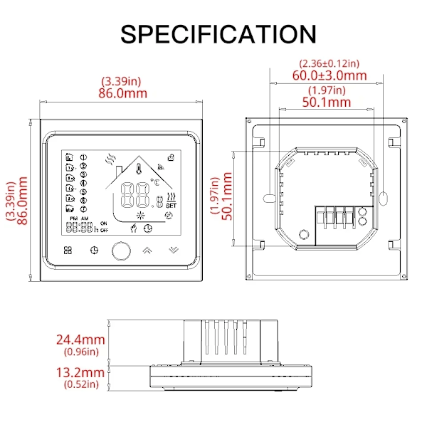 WiFiVann/Eelektrisk gulv varme termostat temperatur kontroller smart kontroll