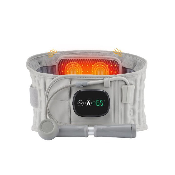 Uppblåsbart bälte rött ljus värme vibration massage airbag stöd rygg avlastning midja stöd bälte