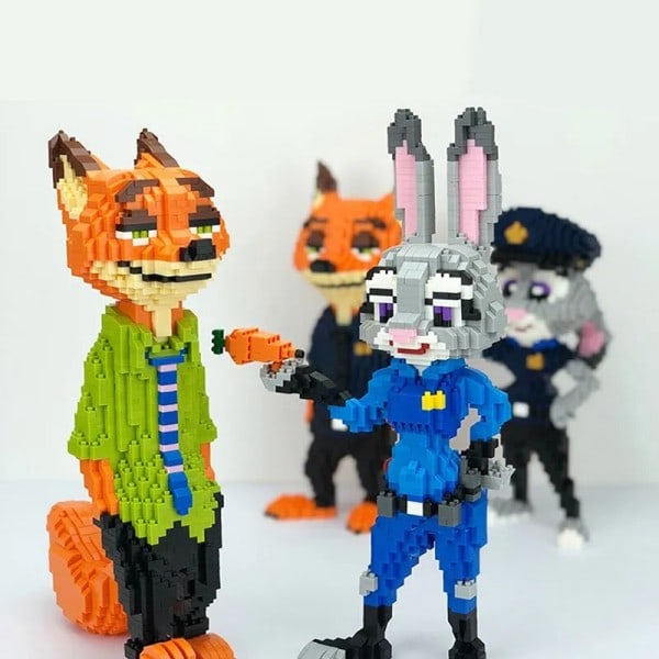 Anime Judy Nick Micro Building Blocks Tecknad film Zootropolis Diamond Bircks Modell Räv Kanin Leksaker