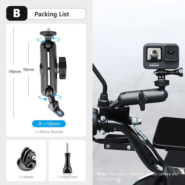 Motorcykel tillbehör hållare styre spegel fäste cykel fäste för DJI OSMO insta360 action kamera