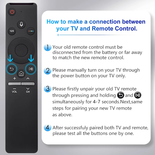 Erstatning Fjernkontroll For Samsung Smart TV BN59-1266A Universal Voice Fjernkontroll Kontroll