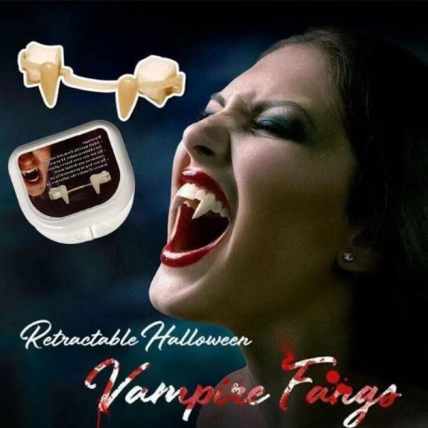 Halloween Cosplay Sisäänvedettävä vampyyri hampaat hammasproteesit zombie hampaat pienet tiikeri hampaat