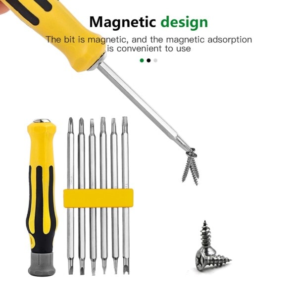 Sikkerhet Sabotasjesikker Magnetisk Skrutrekker Bit Sekskant Torx Skrutrekker Hode Flat Hånd verktøy
