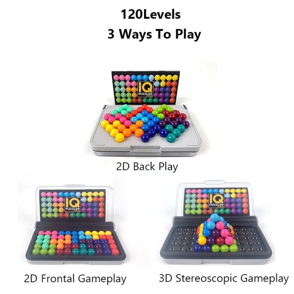 120 haastetta IQ 3D palapeli lauta peli klassinen pyramidi laatta helmi looginen mieli lapsille