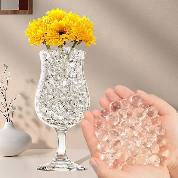 2,000 bitar Väx i vatten pärlor gel magiska bollar transparent pärla för blommor vas bröllop hem dekoration klar kristall jord lera