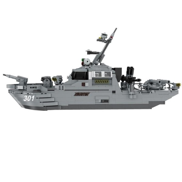 Militär Serie WW2 Multifunktion Kust Frigat Gör-det-själv Modell Soldat Action Figurer Byggnadsblock Leksaker