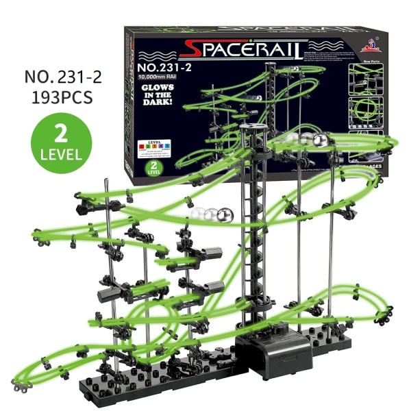 Løb Labyrint Race Track Spil Luminous Spacerail Rollercoaster Ball Level 2 3 4 Elektrisk Elevator Model Uddannelse Videnskab Legetøj