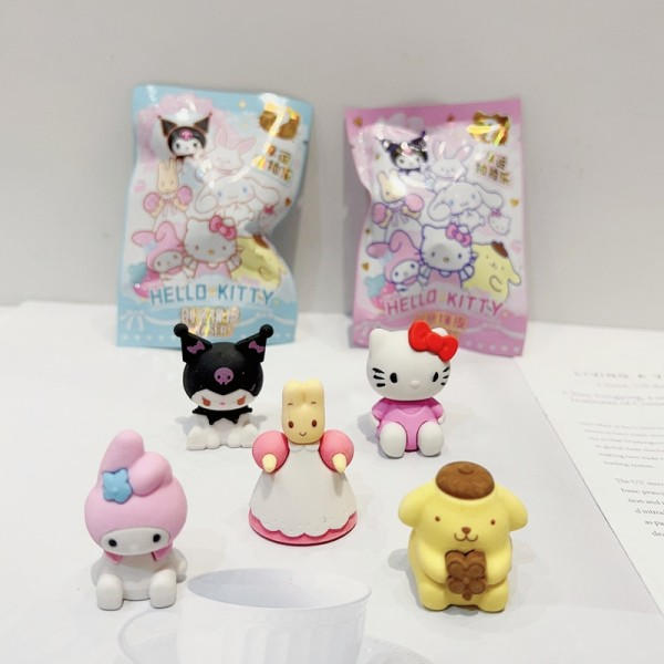 32 stykker Set Sanrio Hello Kitty Kuromi Melody Cinnamoroll Diy Kawaii Blyant Viskelæder Action Figur