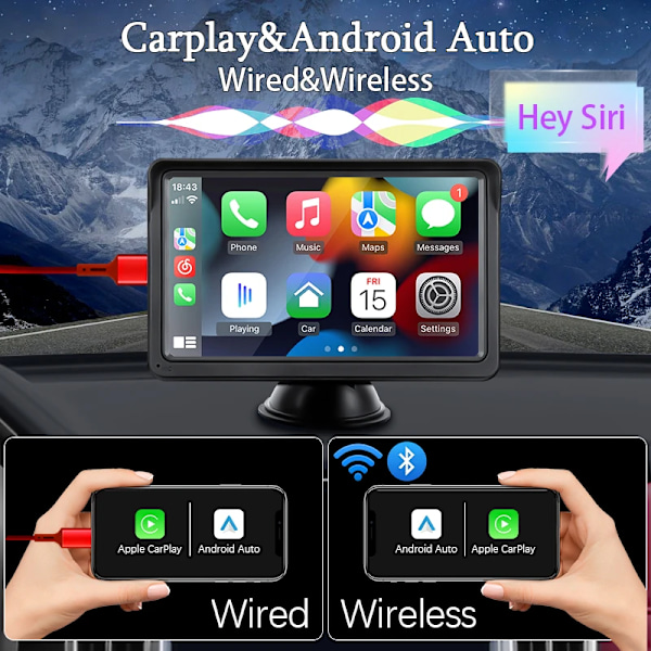7 tum Bärbar Touch Skärm Med USB AUX Android Auto Bil Radio Multimedia Video spelare