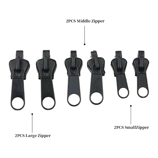 6 stykker Instant Zipper Universal Instant Fix Repair Kit