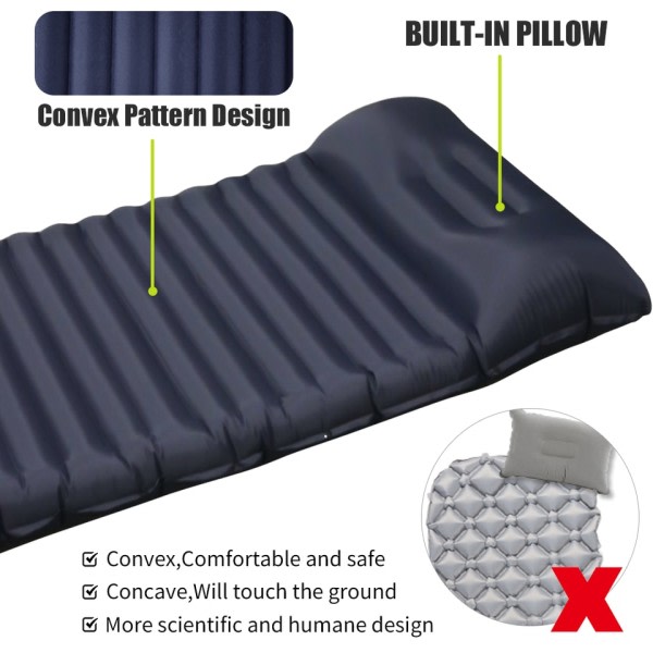 Utendørs oppblåsbar madrass med pute ultralett tykk sovepute