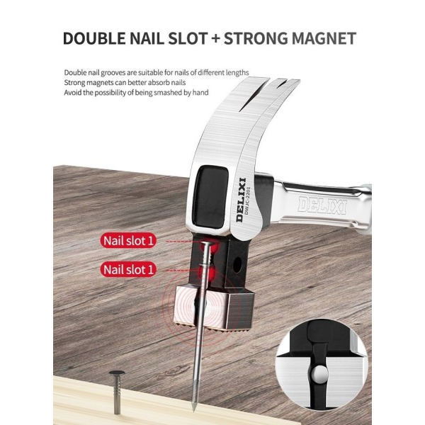 Multifunktion Halkfri Stötsäker Stål Hammare Hand Verktyg Magnetisk Klo Hammare