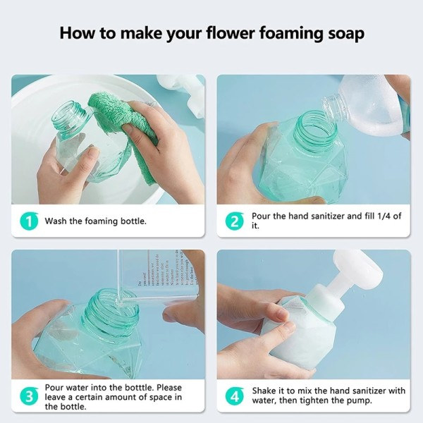 Blomst Sæbe Dispenser Skum Pumpe Flaske Køkken Plast Genopfyldelige Beholdere