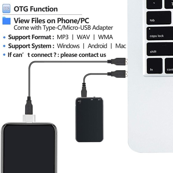 USB Flash 64G Digital Stemme Aktivert Opptakere Supertynn Mini Body 50H Kontinuerlig Diktafon Lyd Opptak enhet