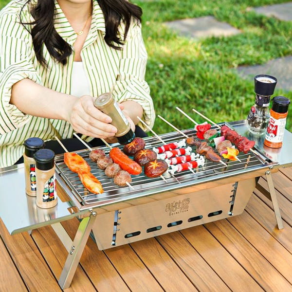 Utomhus camping picknick rostfritt stål avtagbar hem kol ved  grill spis