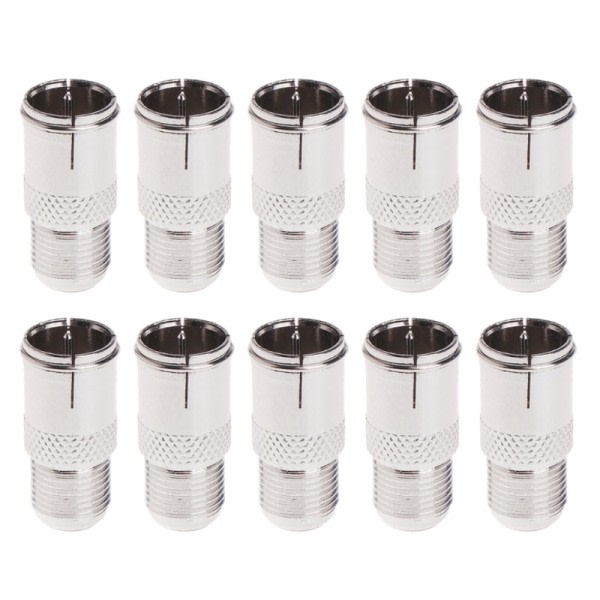 10 stk Quick Fit F Connector Han Plug To Hun Adapter - Push On RF Coaxial