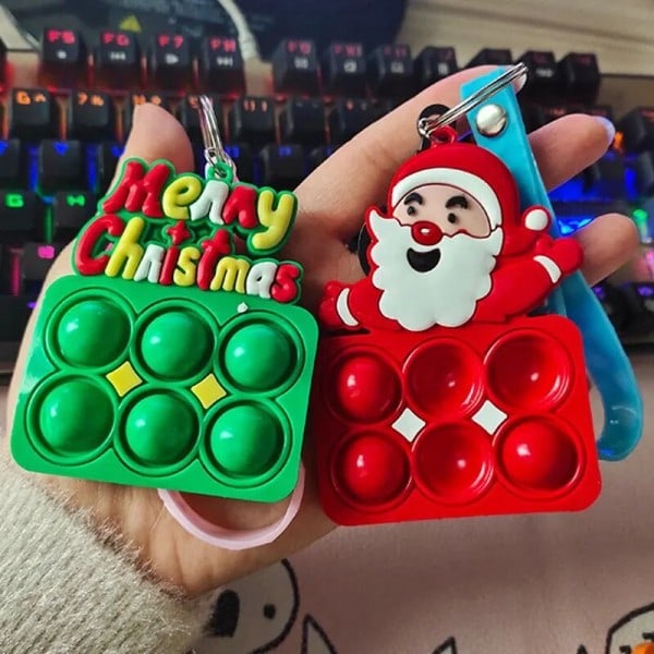 2 bitar tomte älg nyckelring fidget leksak jul kalas favor present souvenir giveaway gäst jul jul gåvor