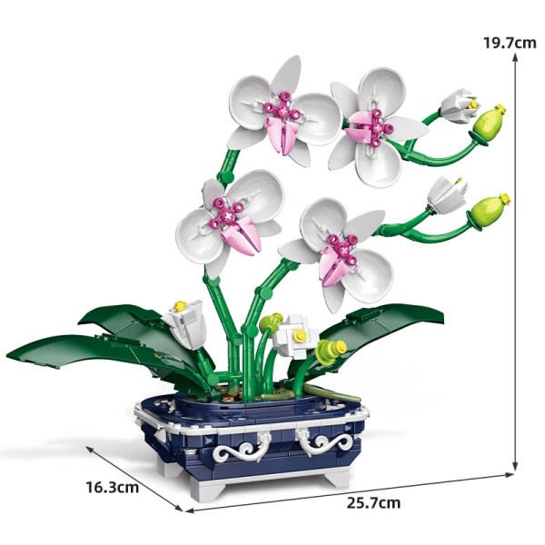 Mini Orchid Potte Planter Bygning Klosser Venner Simulering Blomst Orkide Klosser Hus Dekorasjon Leker For Barn