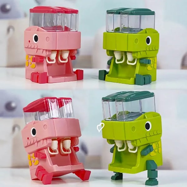 Barn dinosaurie dubbel vatten dispenser leksak med söt rosa blå kallt varmt vatten saft